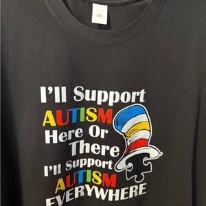 Black Dr. Seuss Autism Support T-Shirt